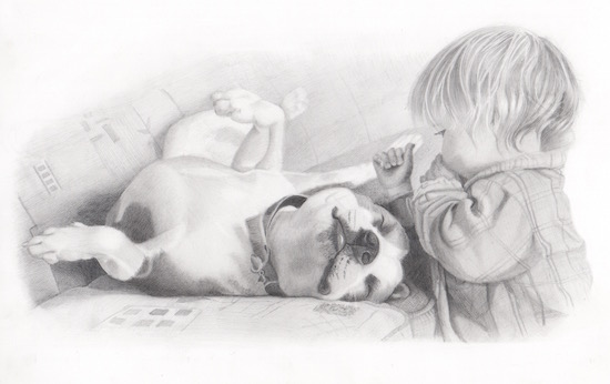 Adorable baby drawings can feature pets as well